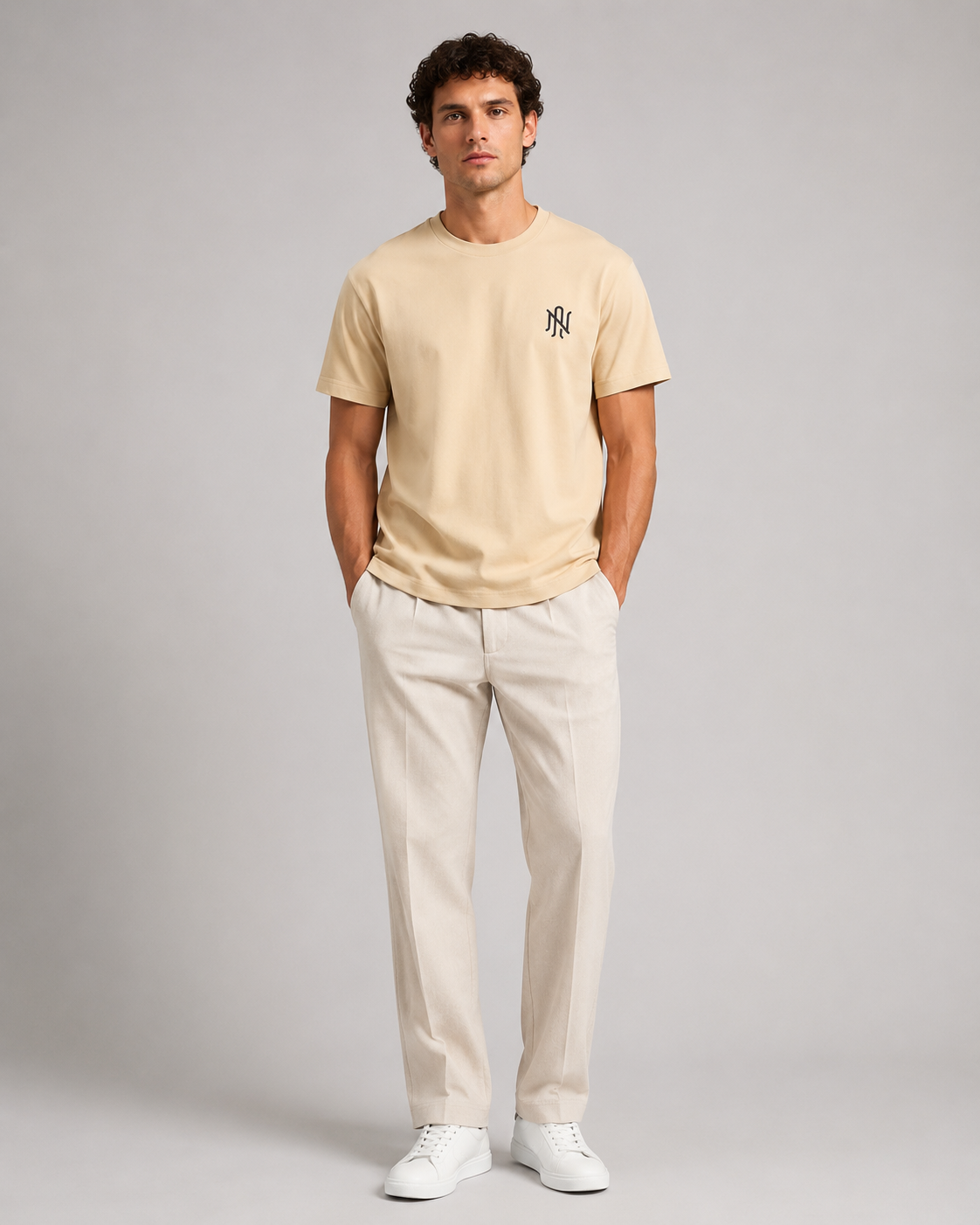 Naminal Graphic Casual T-Shirt (Oversize) - Beige