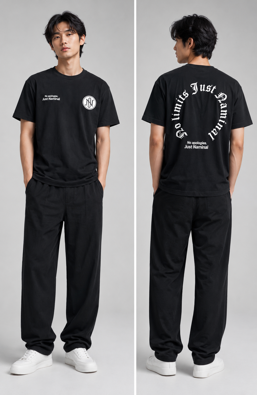 Naminal Graphic Casual T-Shirt (Oversize) - Black