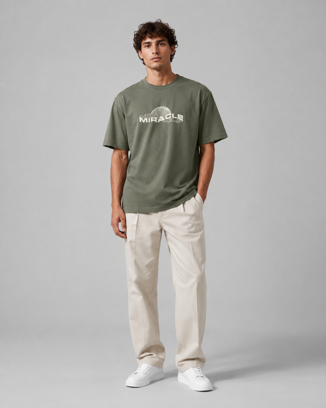 Naminal Print Casual T-Shirt (Oversize) - Olive