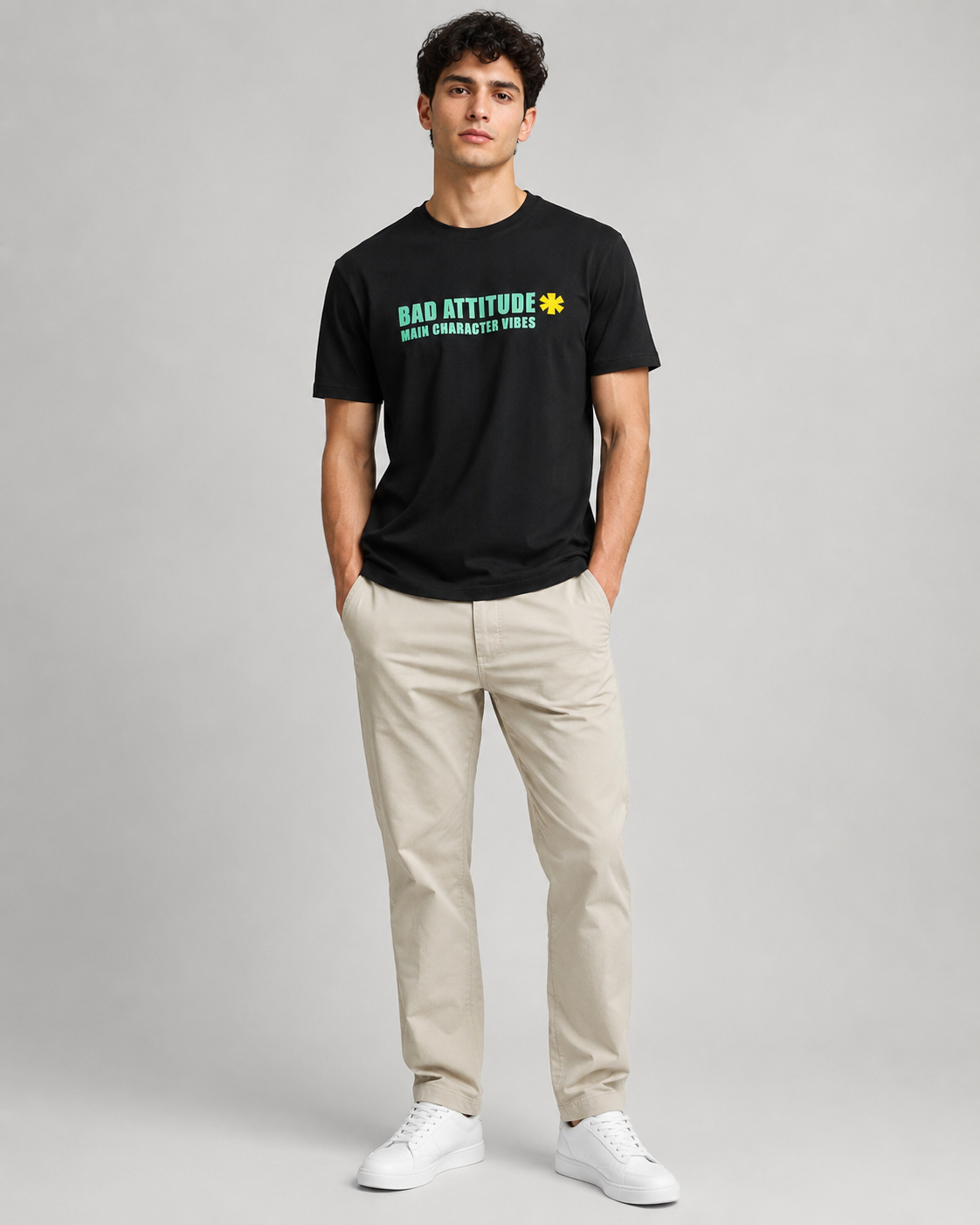 Naminal Print Casual T-Shirt (Regular) - Black