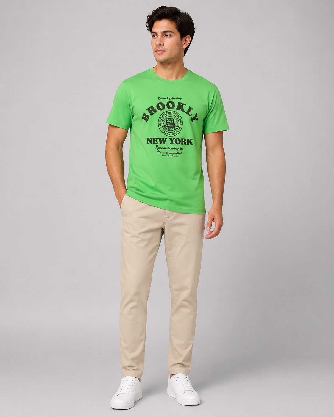 Naminal Print Casual T-Shirt (Regular) - L.Green