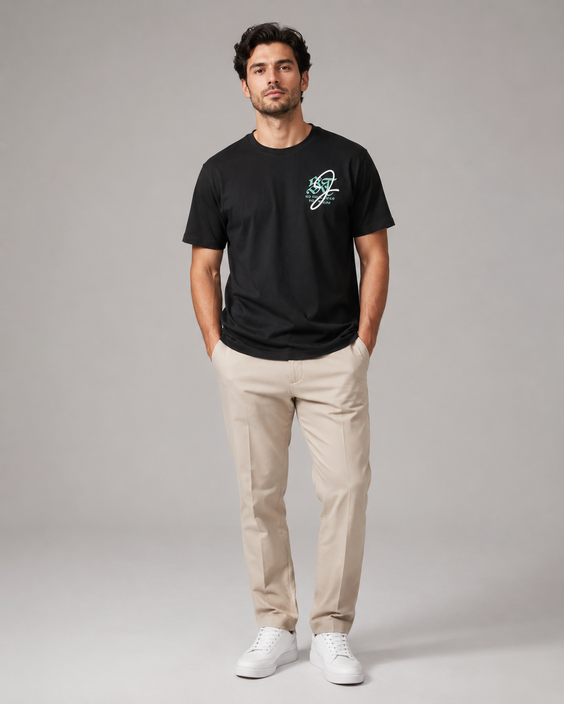 Naminal Print Casual T-Shirt (Regular) - Black
