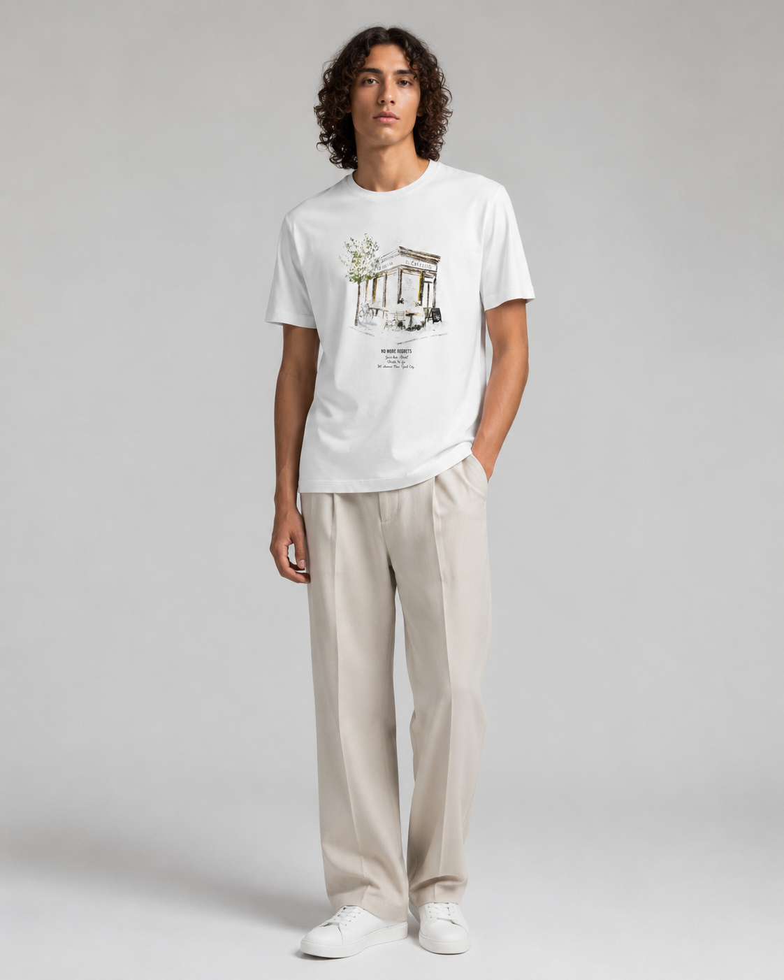 Naminal Graphic Casual T-Shirt (Regular) - White