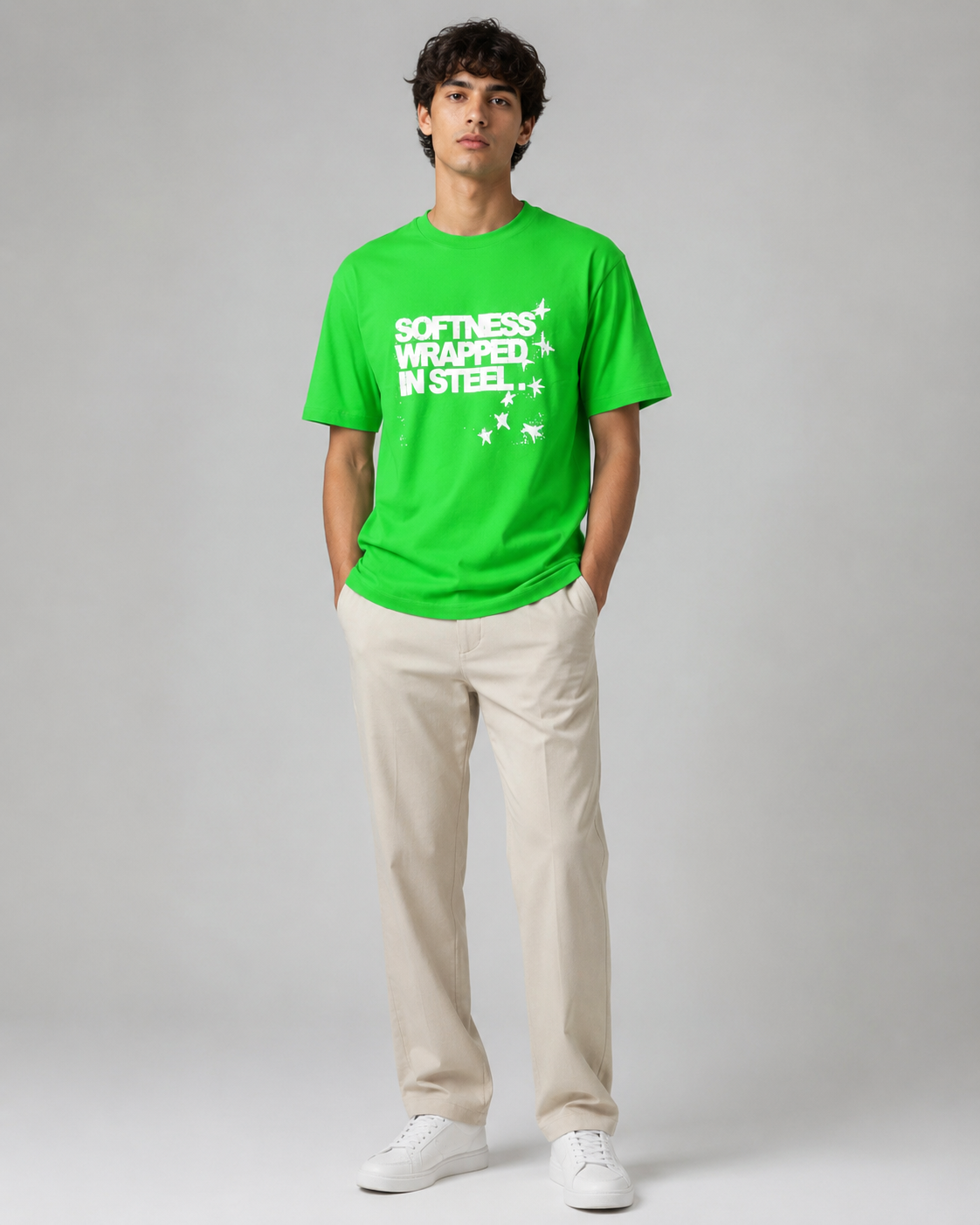 Naminal Print Casual T-Shirt (Regular) - L.Green