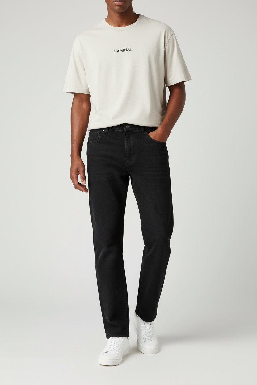 Naminal Denim Casual Pants (Straight) - D.Black