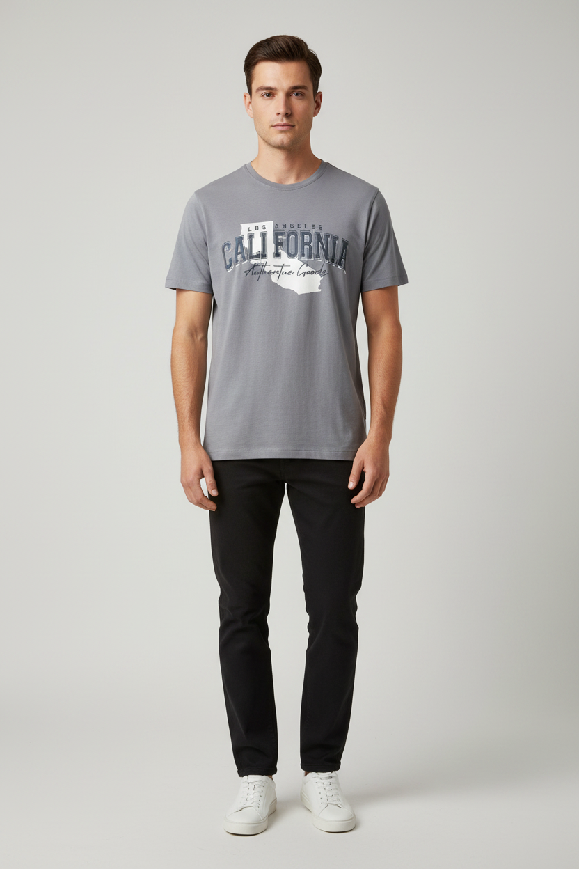Naminal Graphic R.Neck T-Shirt (Regular) - Silver