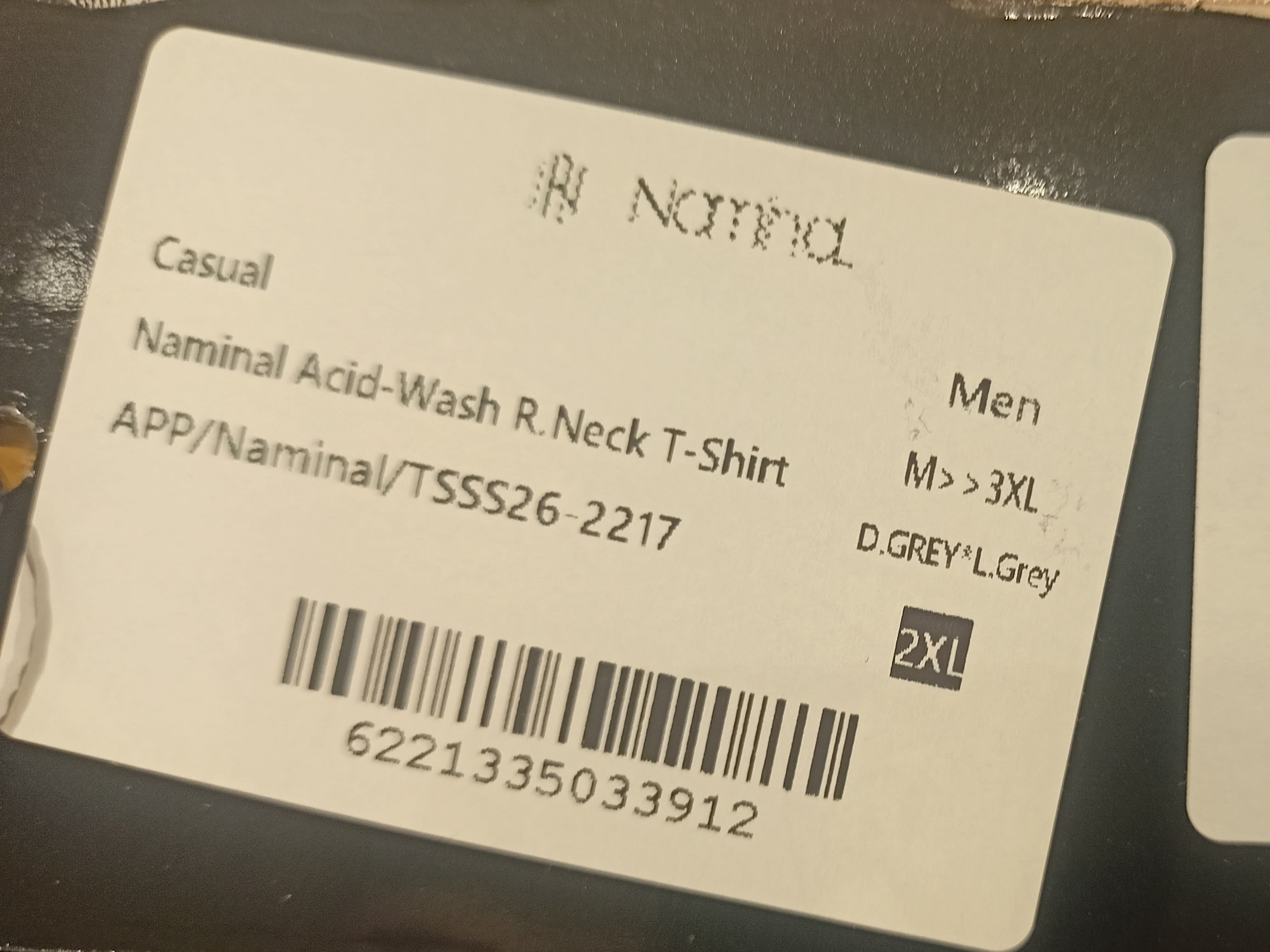 Naminal Acid-Wash R.Neck T-Shirt (Regular) - Burgundy*Grey