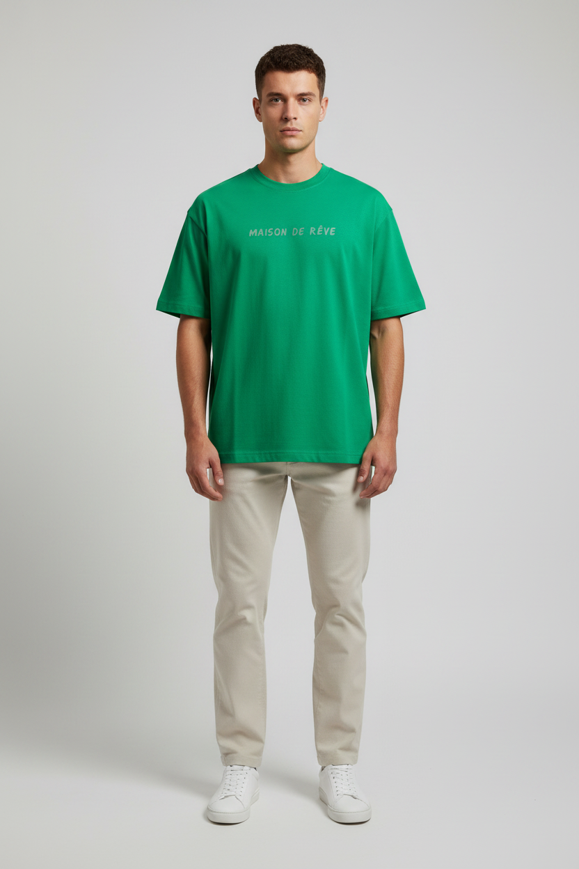 Naminal Print Casual T-Shirt (Oversize) - D.Green