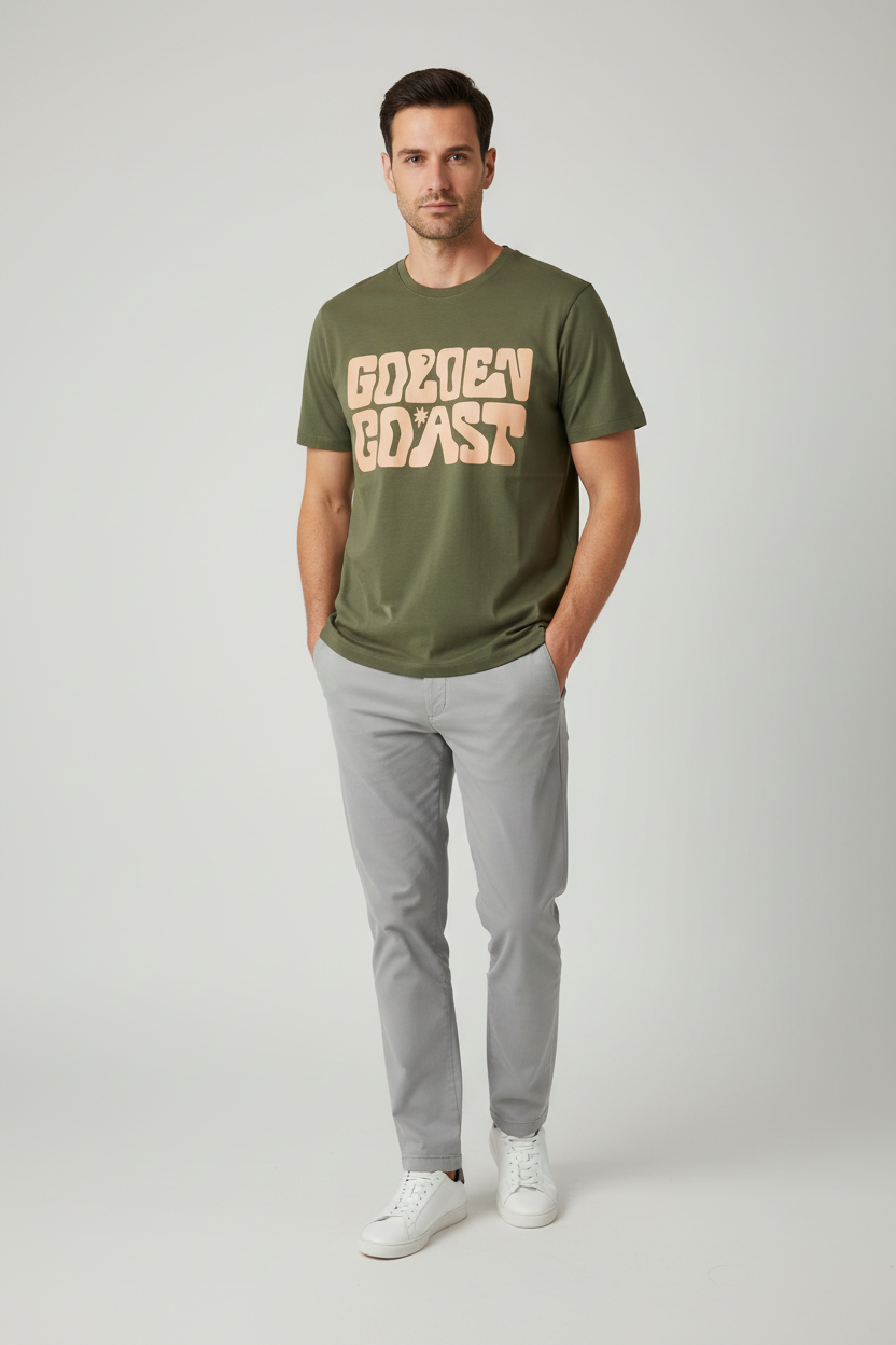 Naminal Print Casual T-Shirt (Regular) - Olive