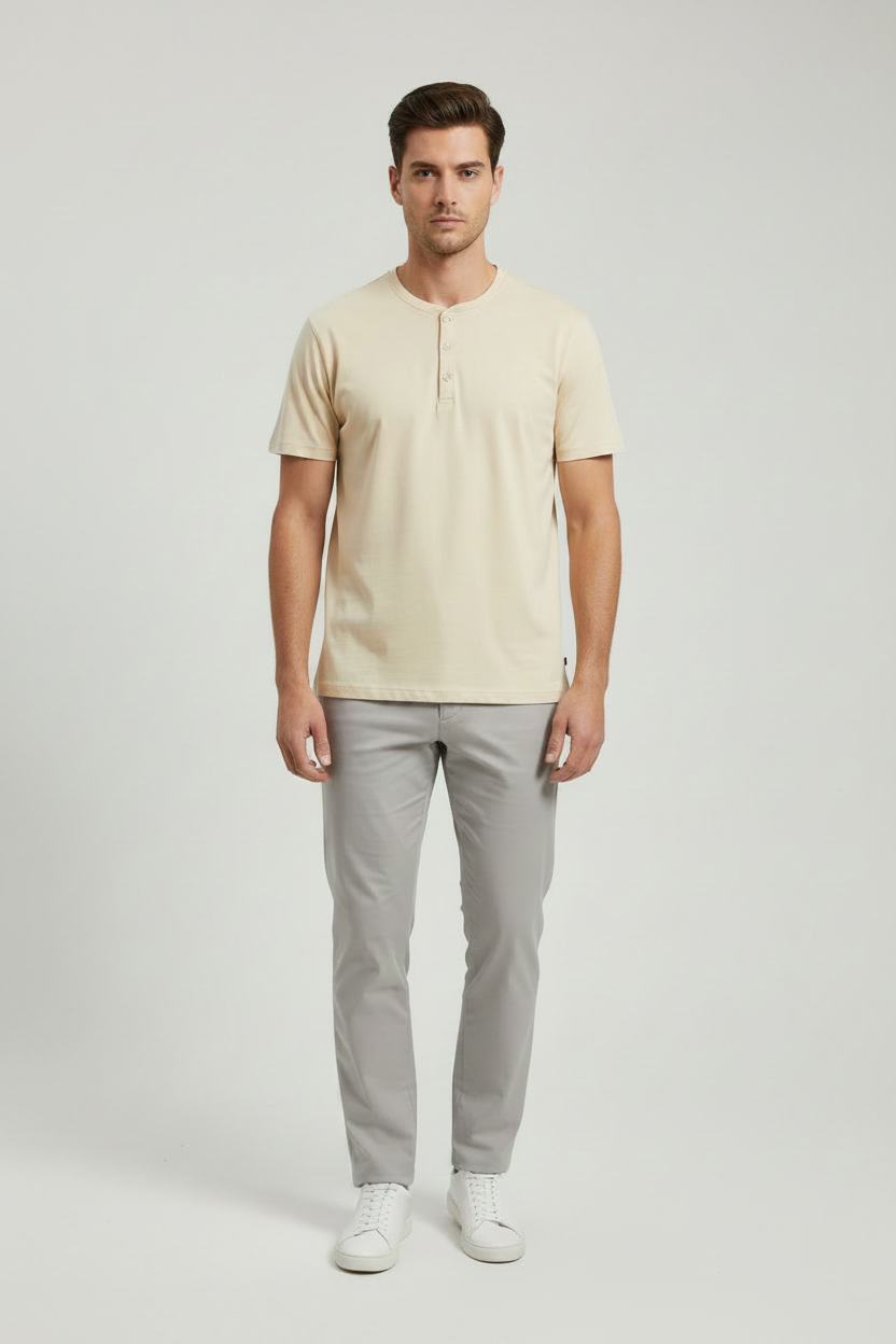 Naminal Print R.Neck T-Shirt (Regular) - Beige