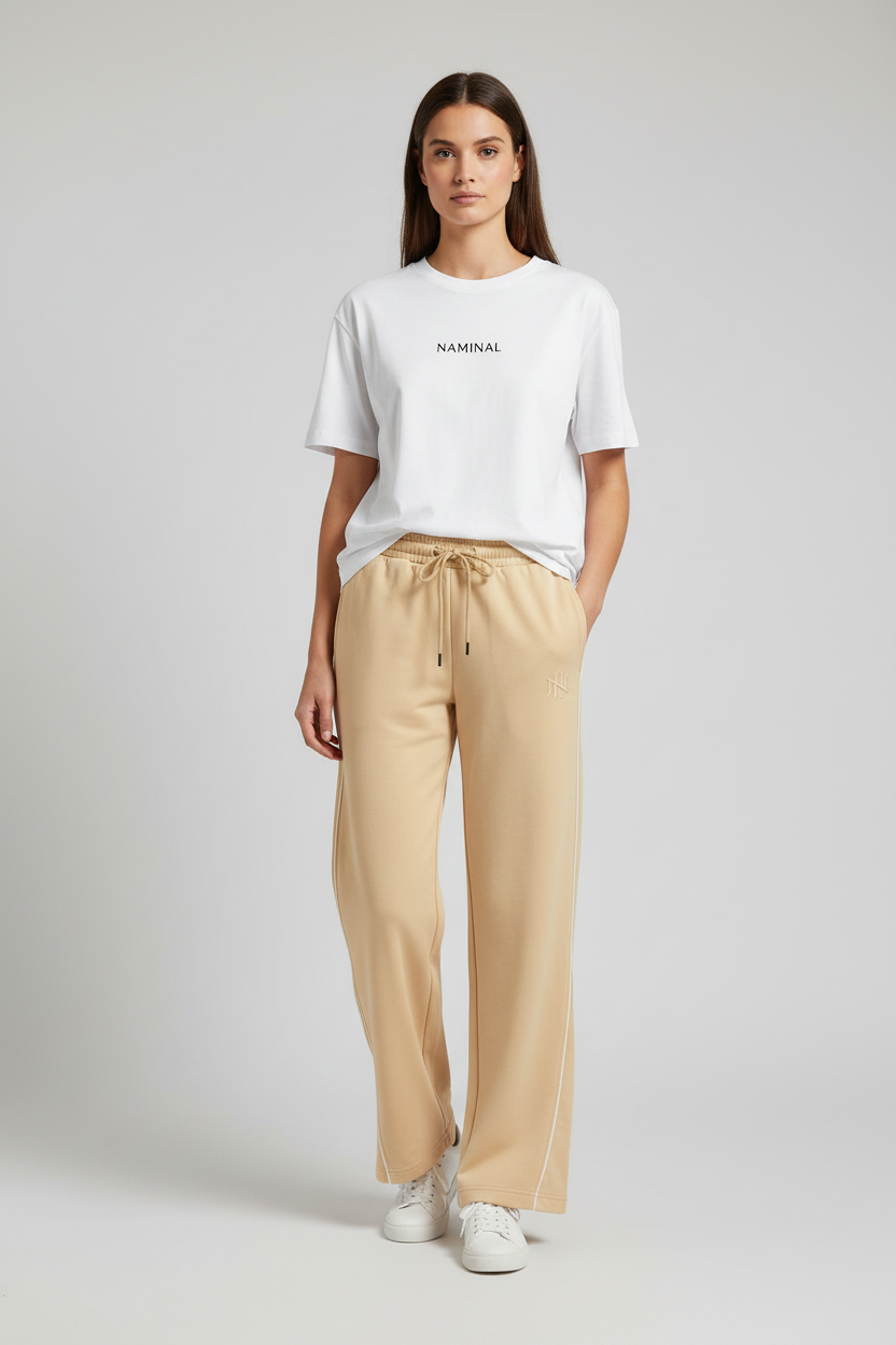 Naminal Basic Casual Pants (Wide Leg) - Beige