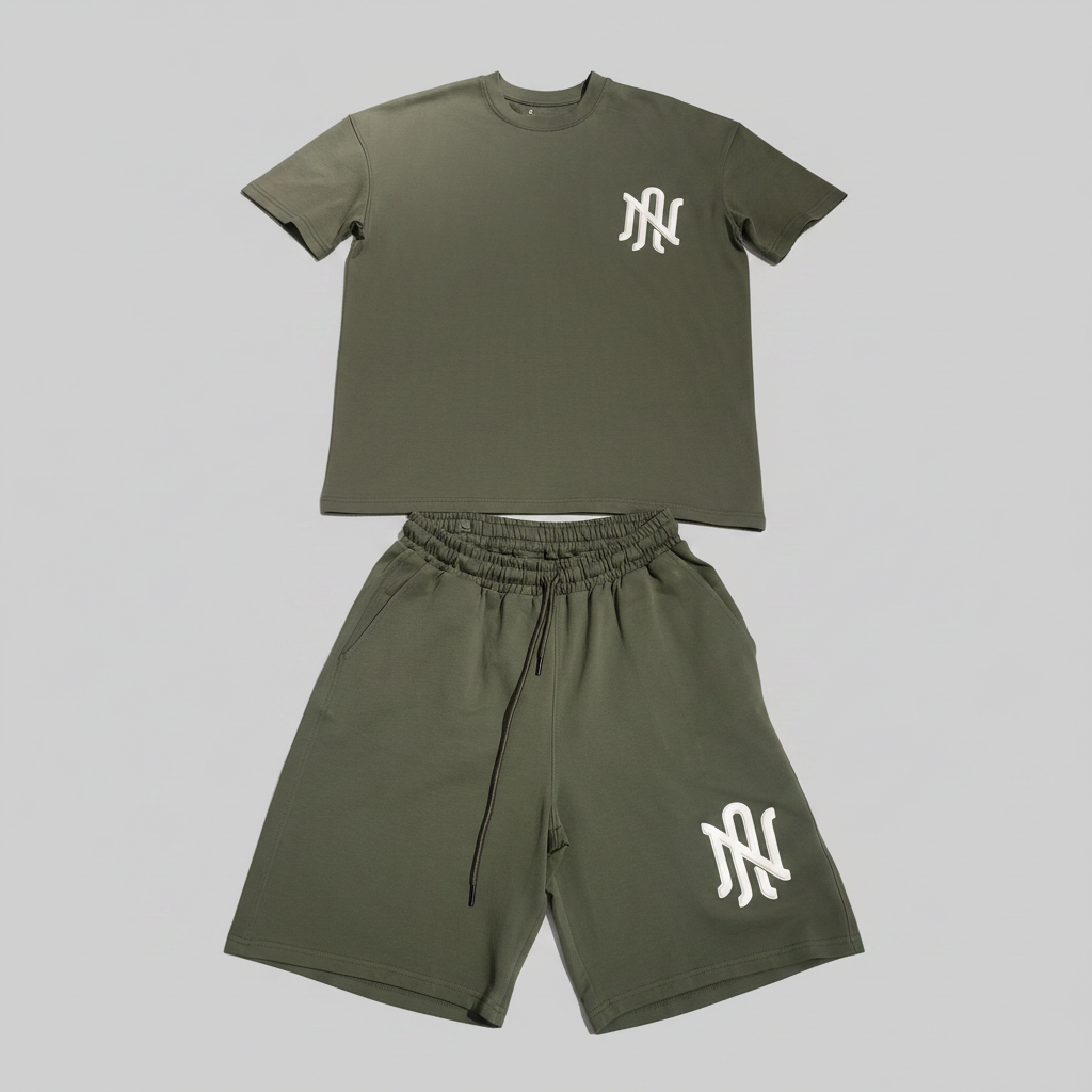 Naminal Print R.Neck Set (Oversize) - olive