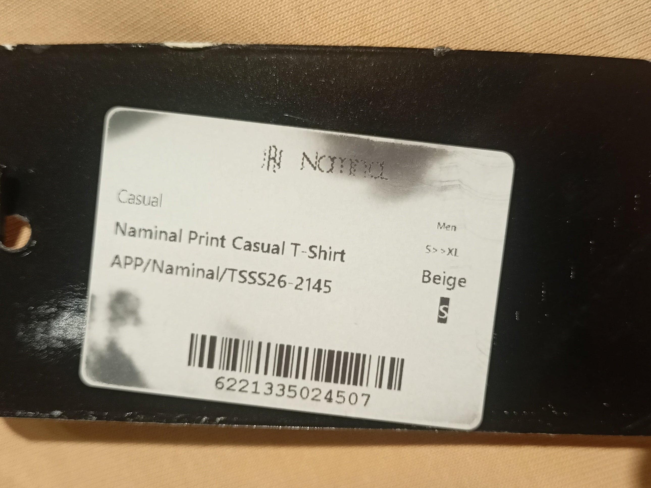 Naminal Print Casual T-Shirt (Oversize) - Beige