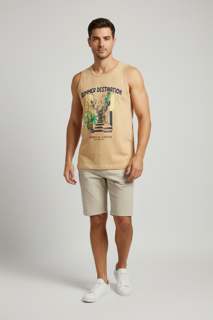 Naminal Graphic Cut Tanktop (Regular) - Beige