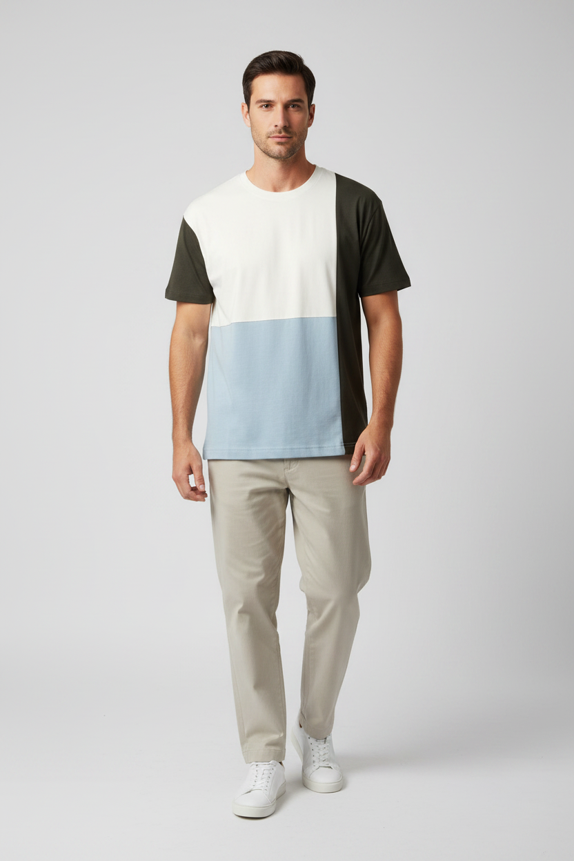 Naminal Crow R.Neck T-Shirt (Oversize) - White*Navy*L.Blue