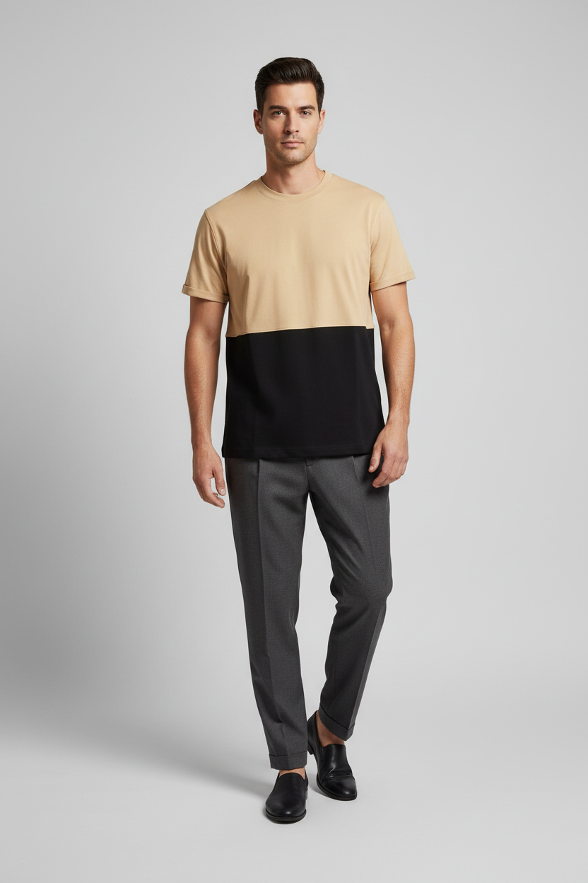 Naminal Crow R.Neck T-Shirt (Regular) - Beige*Black