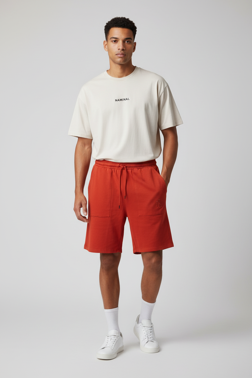 Naminal Print Capri Short (Oversize) - red
