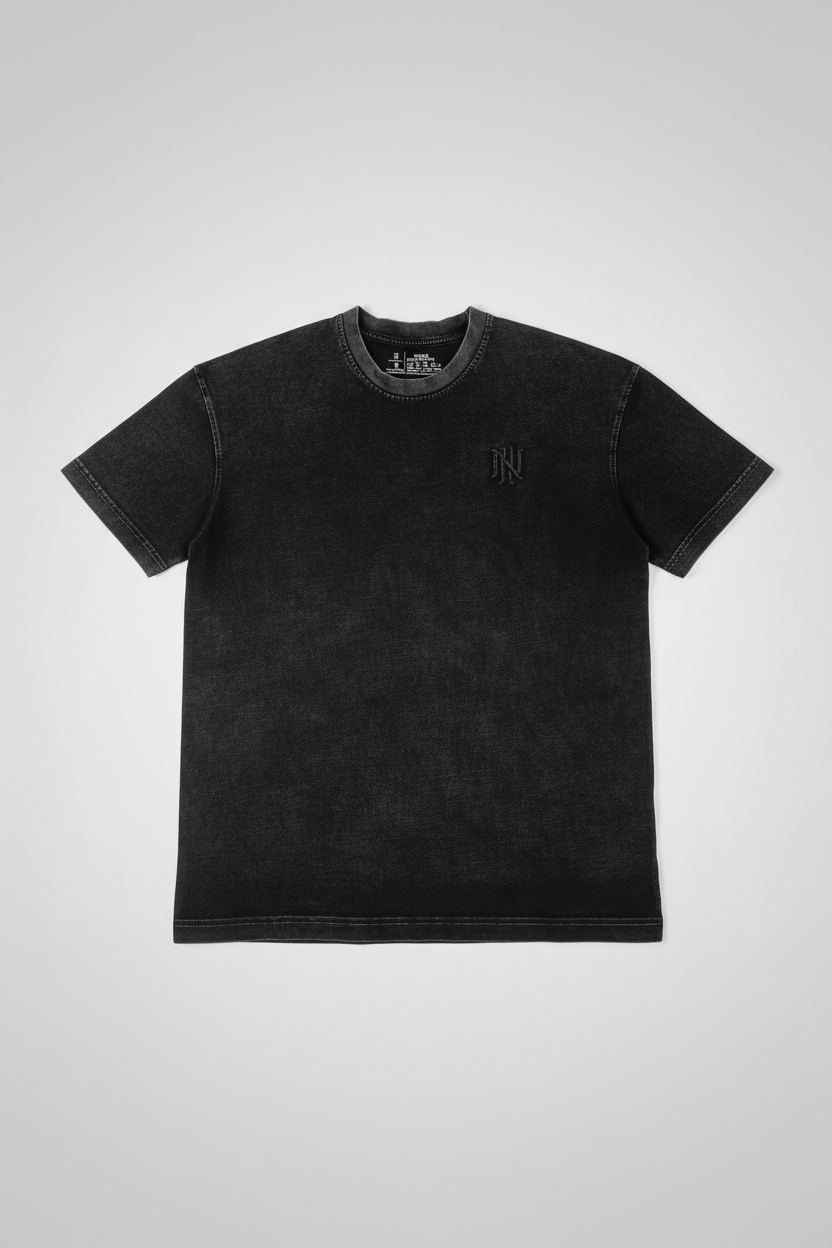 Naminal Acid-Wash Casual T-Shirt (Oversize) - Black