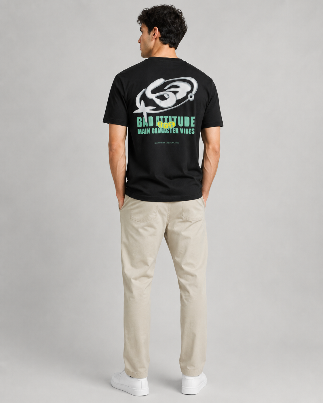 Naminal Print Casual T-Shirt (Regular) - Black