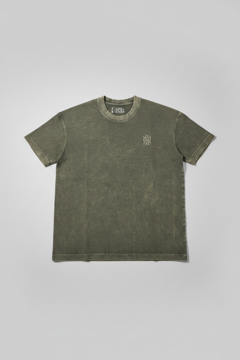 Naminal Acid-Wash Casual T-Shirt (Oversize) - Khaki