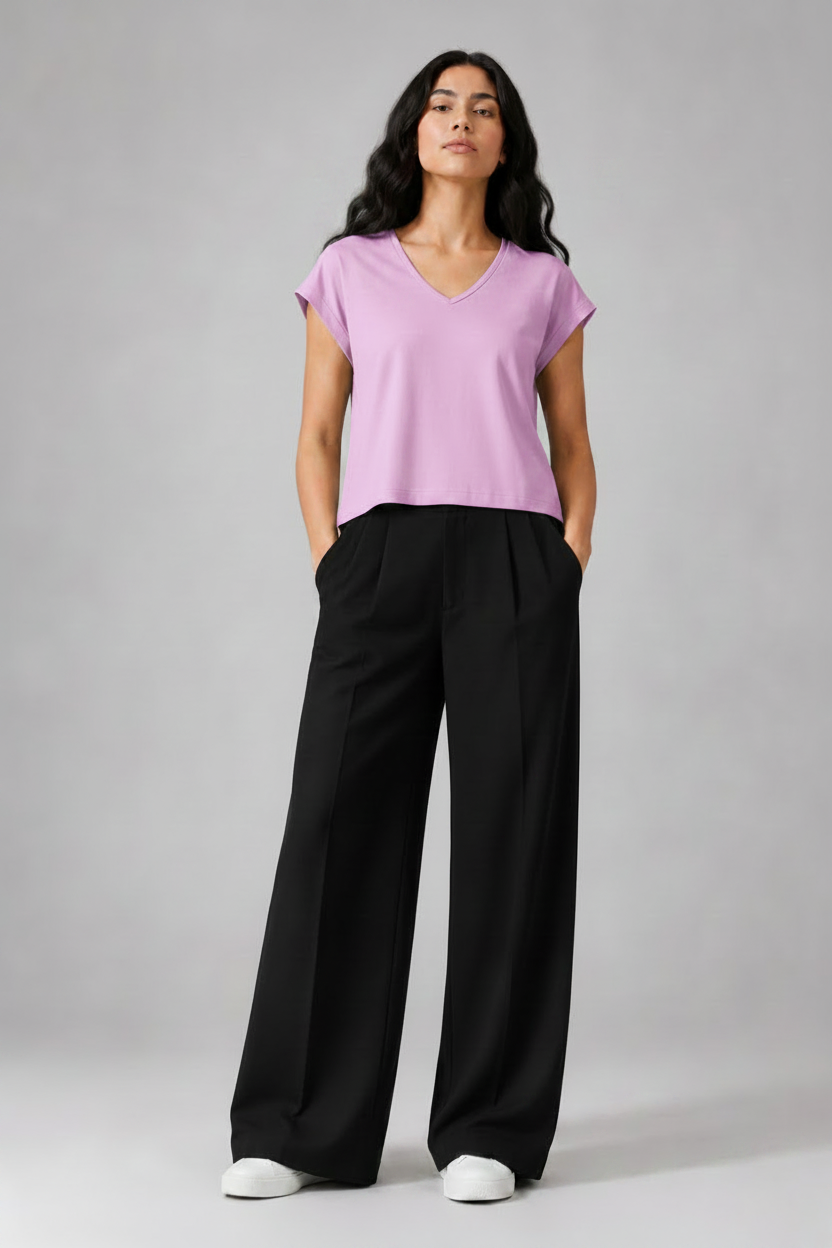 Naminal Basic V.Neck Crop-top (Relax) - Lavender
