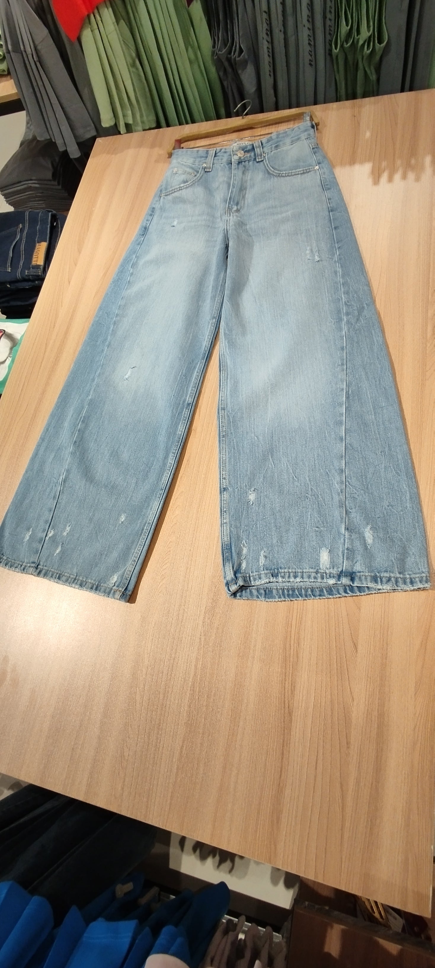 Naminal Denim Casual Pants (Wide Leg) - SkyBlue