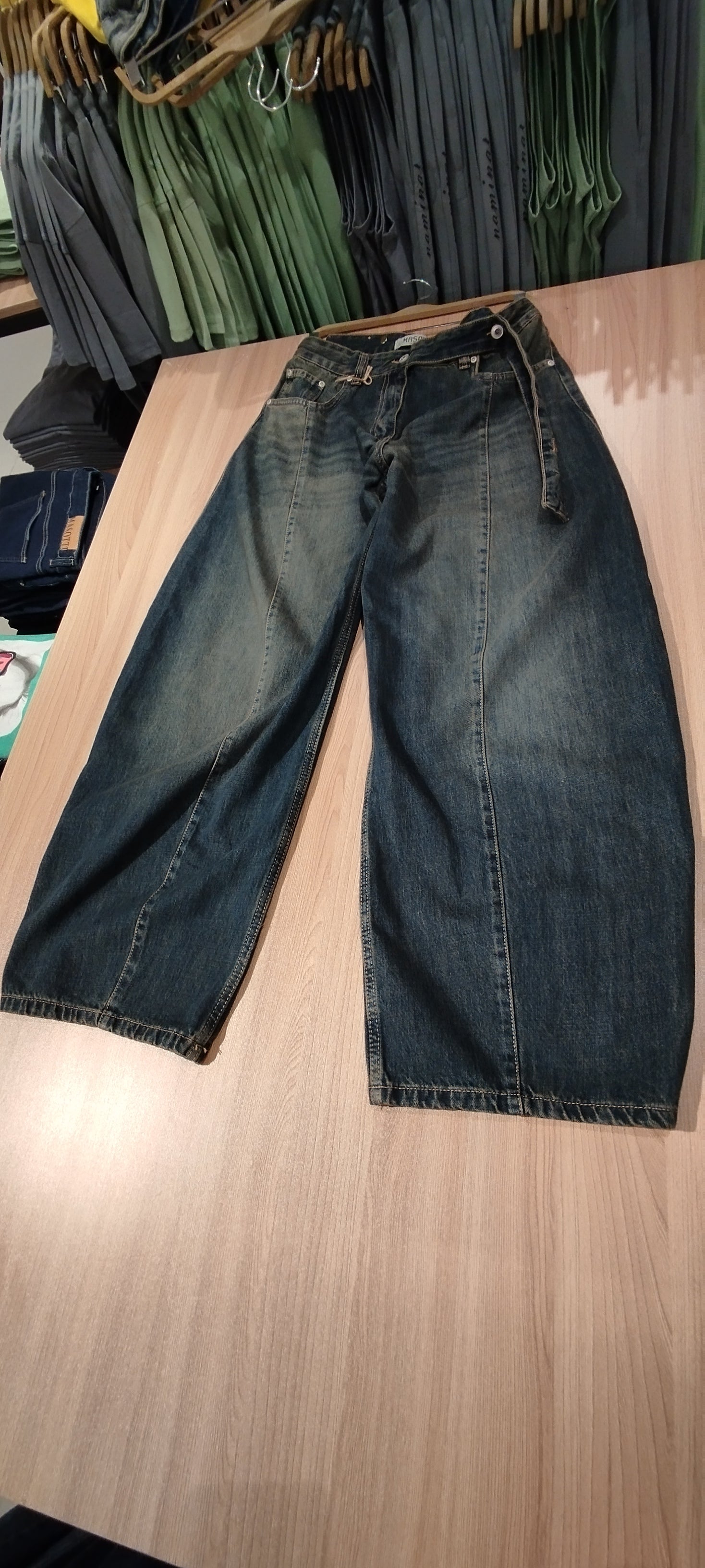 Naminal Denim Casual Pants (Wide Leg) - D.Blue