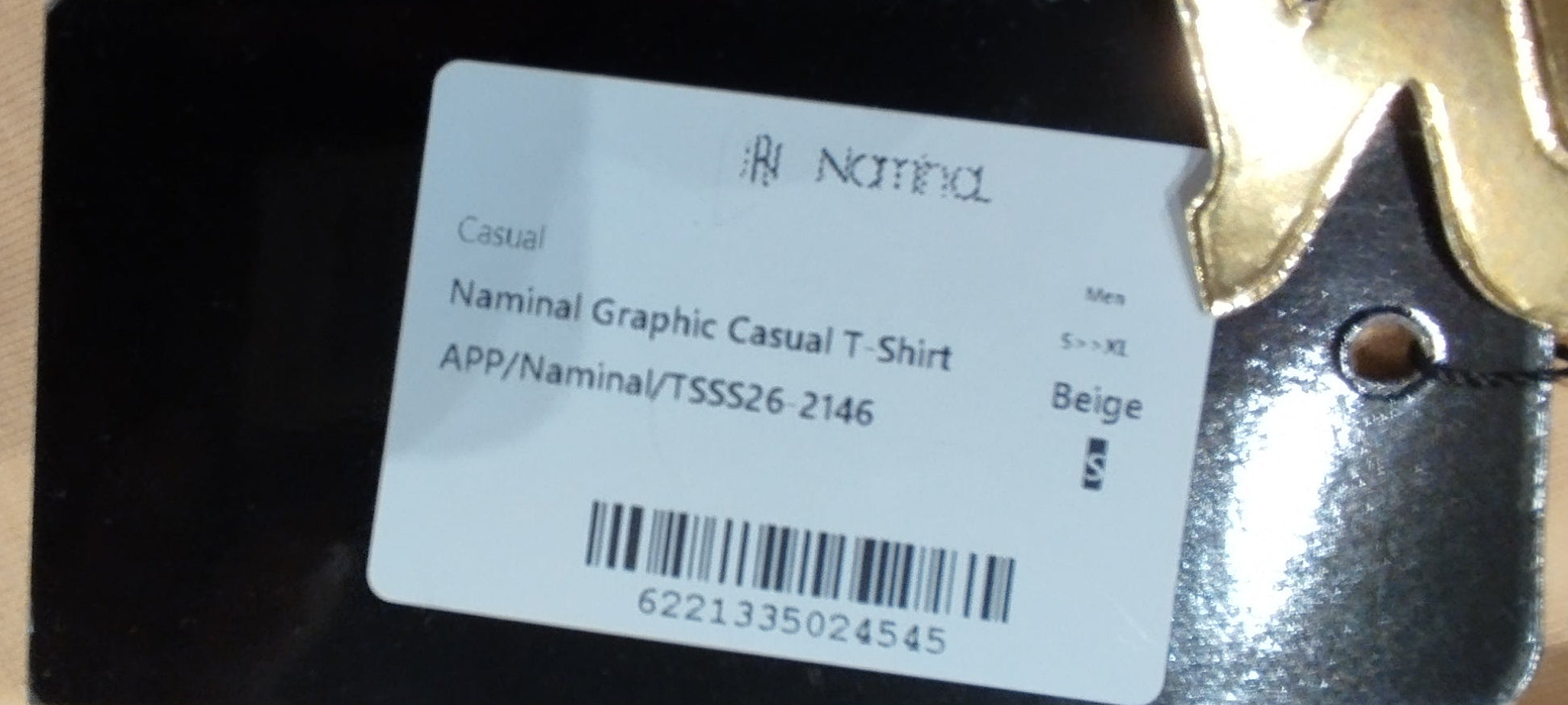 Naminal Graphic Casual T-Shirt (Oversize) - Beige