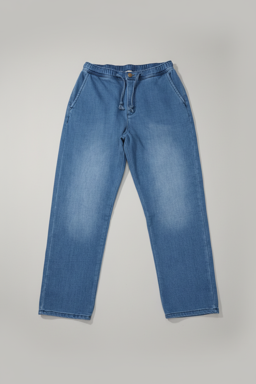 Blue jeans on a gray background