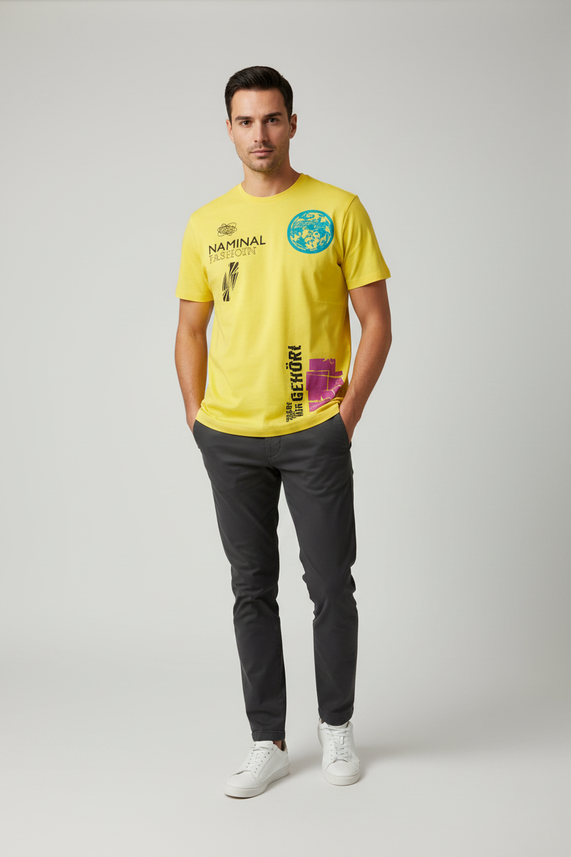 Naminal Graphic R.Neck T-Shirt (Regular) - Yellow