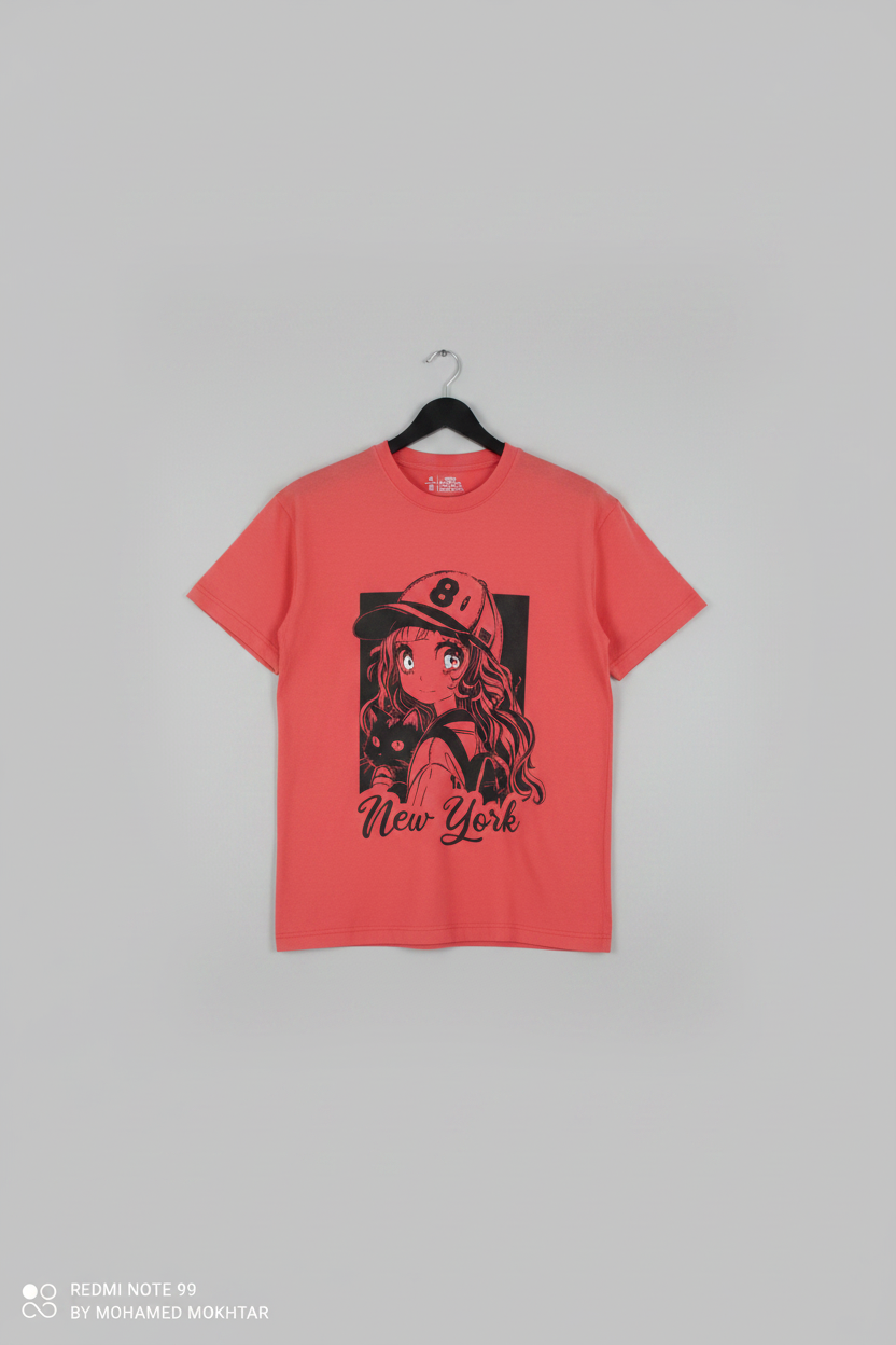 Naminal Graphic R.Neck T-Shirt (Oversize) - Red