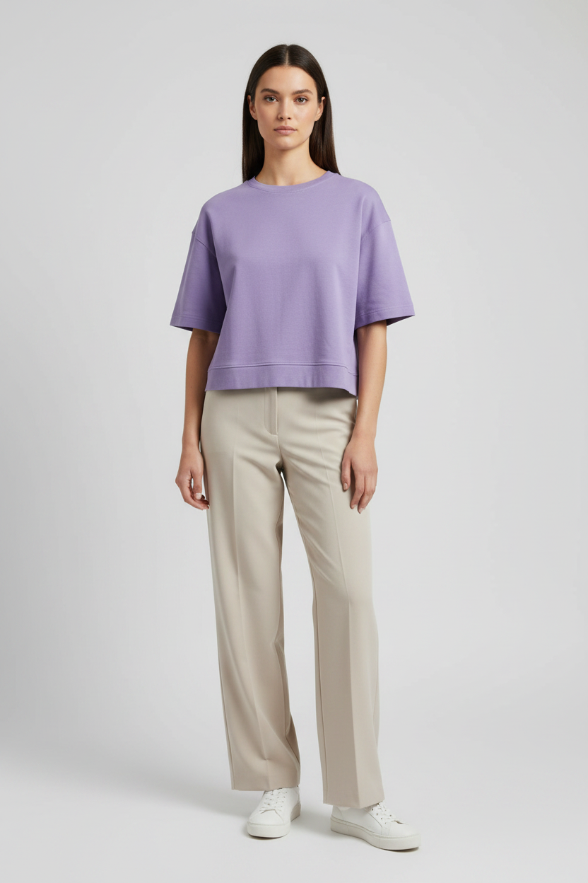 Naminal Graphic R.Neck Crop-top (Relax) - Lavender