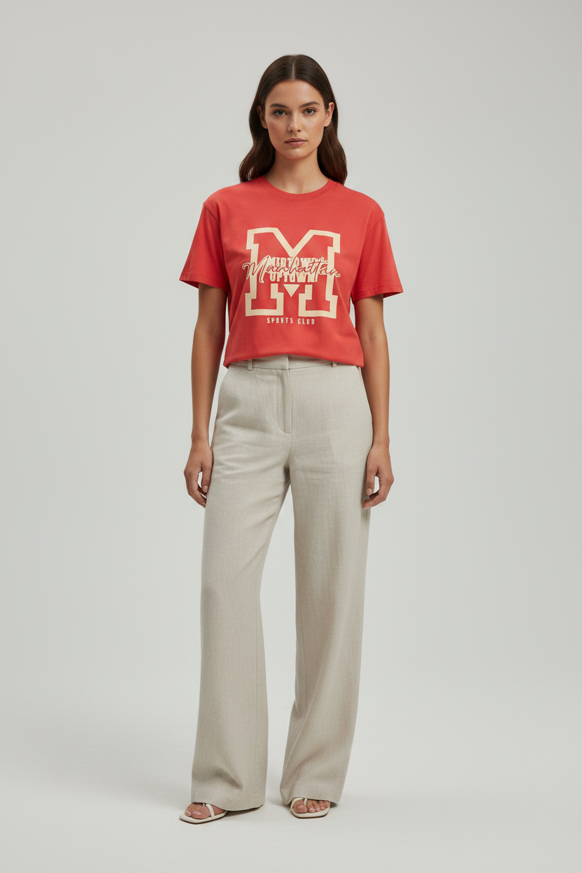 Naminal Graphic R.Neck T-Shirt (Oversize) - Red