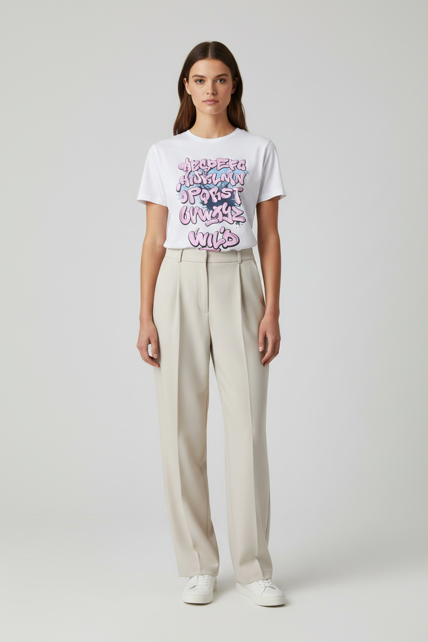 Naminal Graphic R.Neck T-Shirt (Oversize) - White