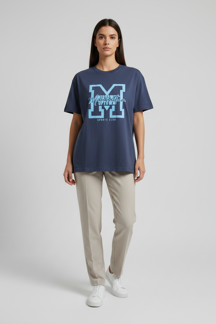 Naminal Graphic R.Neck T-Shirt (Oversize) - Navy