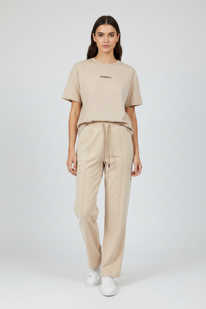 Naminal Basic Casual Pants (Wide Leg) - Beige