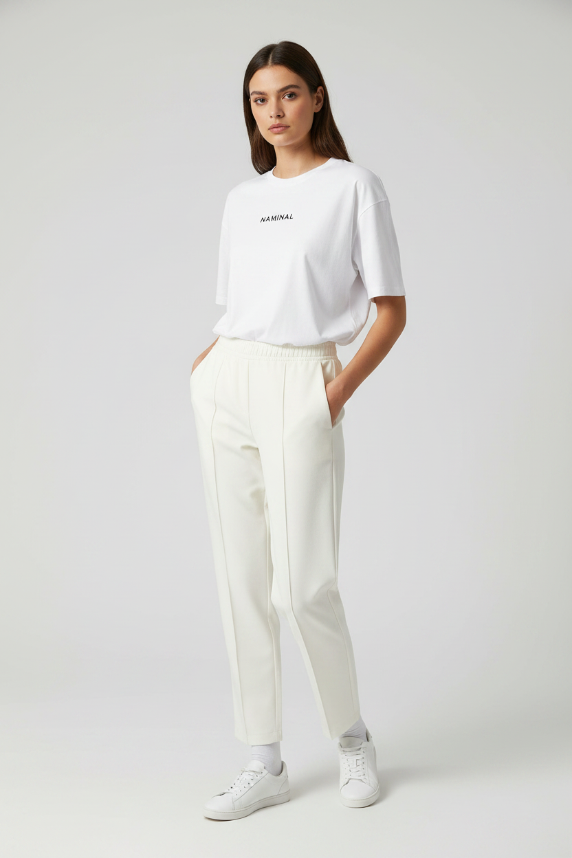 Naminal Basic Casual Pants (Wide Leg) - White