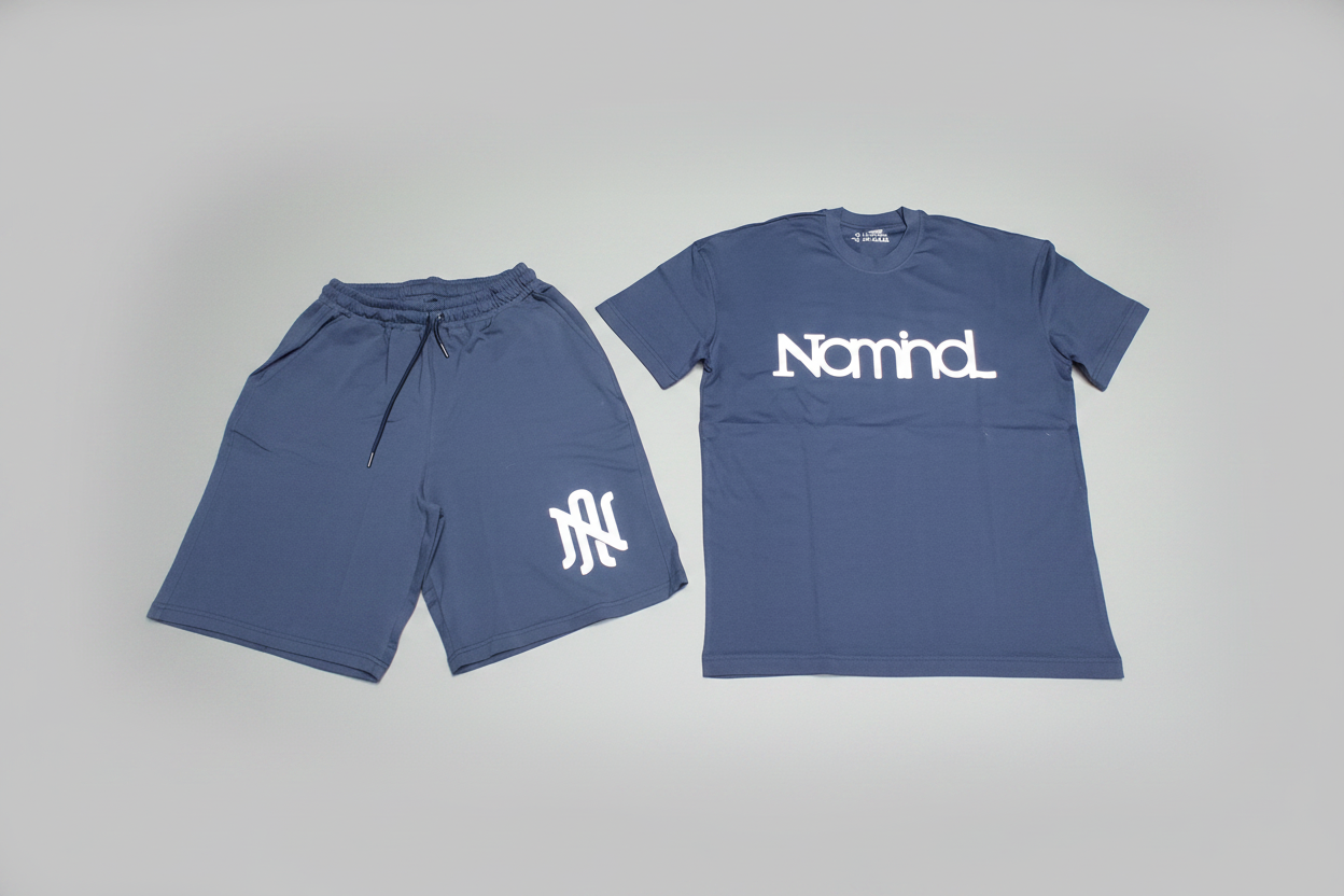 Naminal Print R.Neck Set (Oversize) - Navy