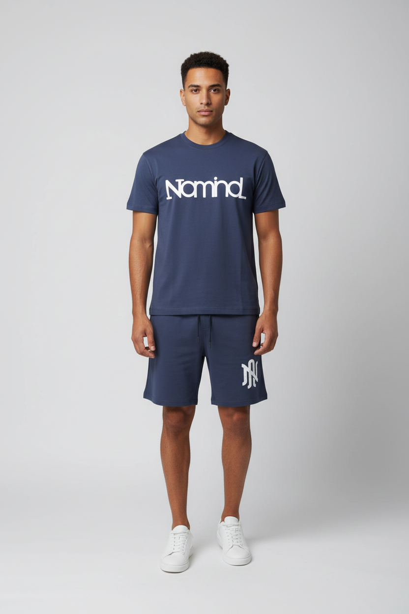 Naminal Print R.Neck Set (Oversize) - Navy