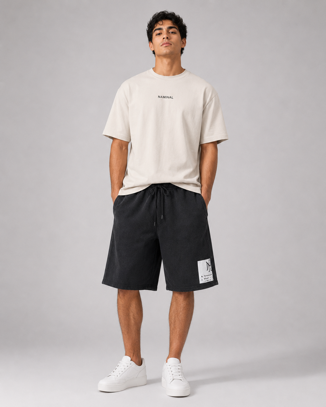 Naminal Print Capri Short (Regular) - Black