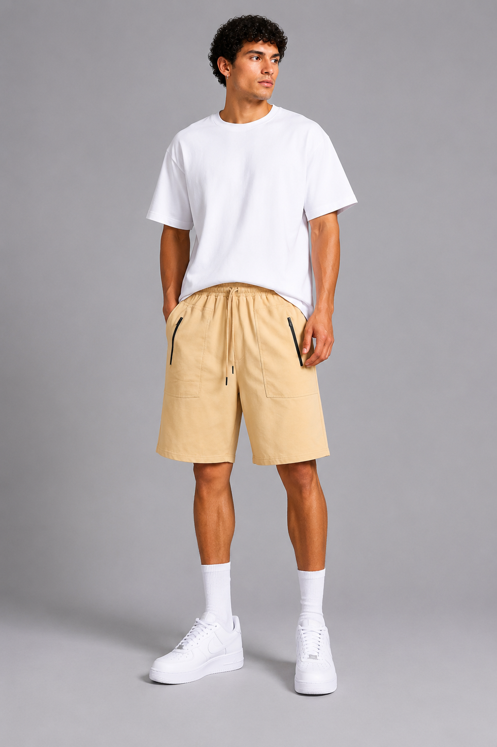 Naminal Basic Zipper Short (Oversize) - Beige