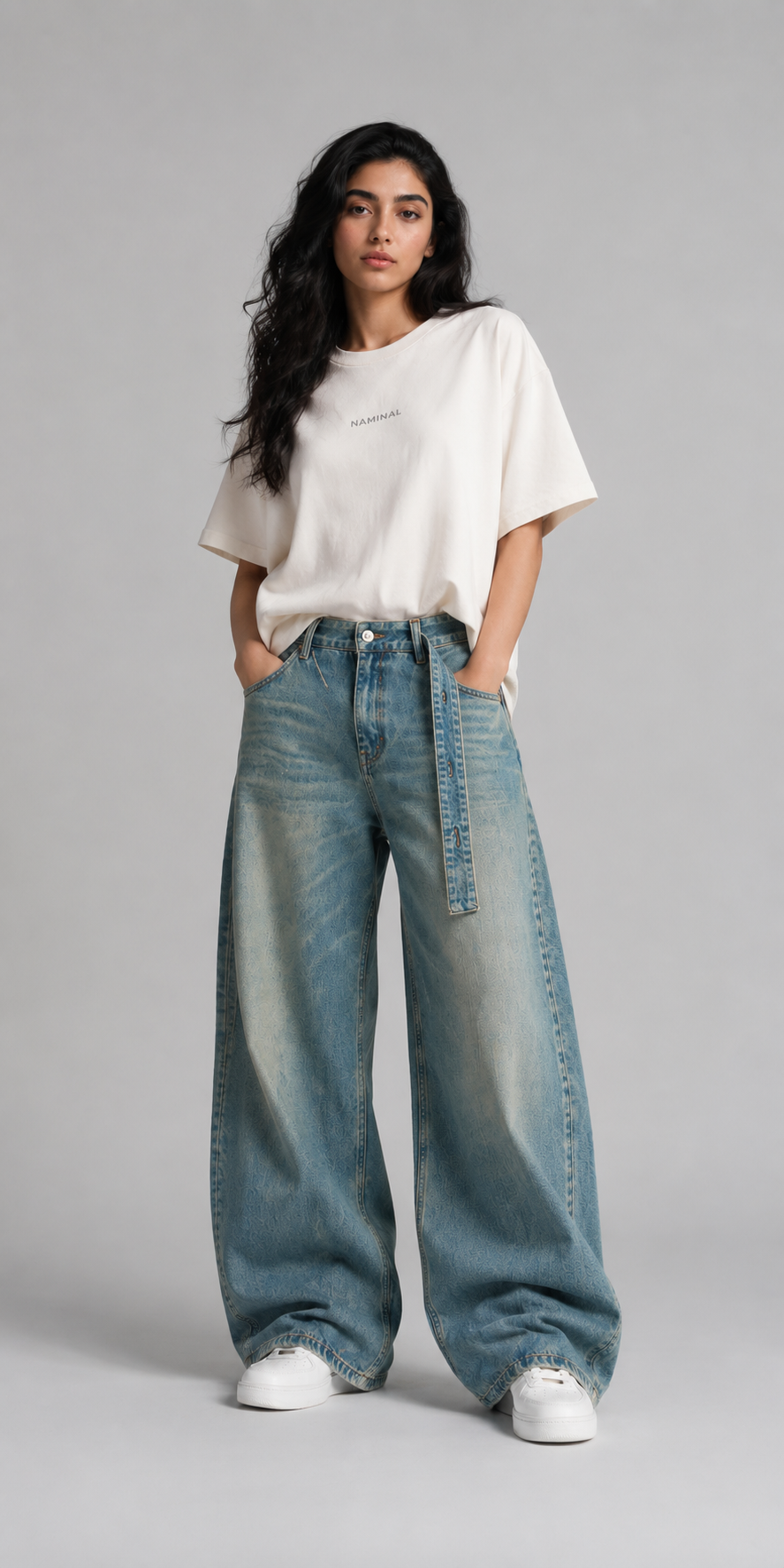 Naminal Denim Casual Pants (Wide Leg) - Blue