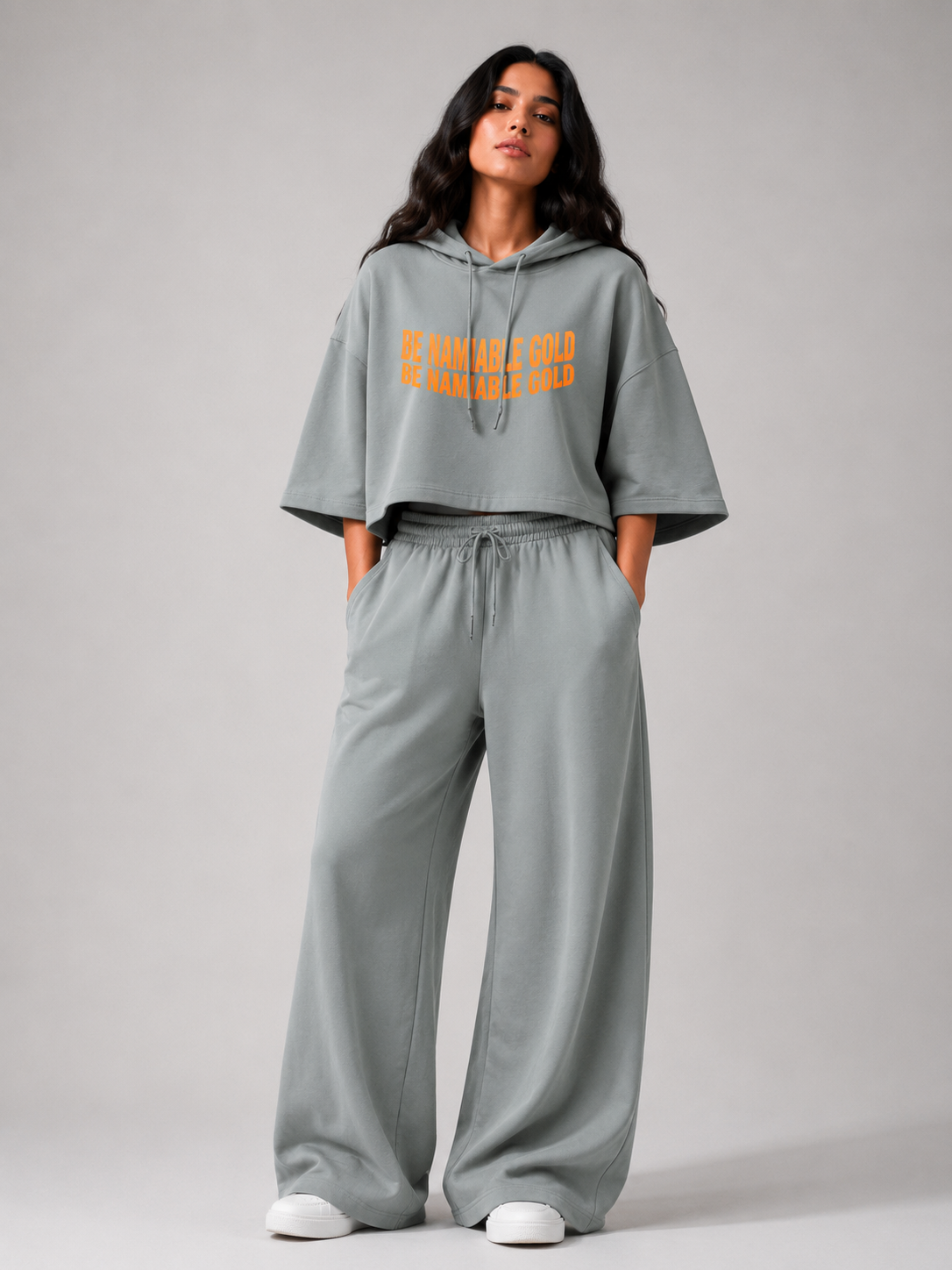 Naminal Graphic Casual Set (Oversize) - Grey