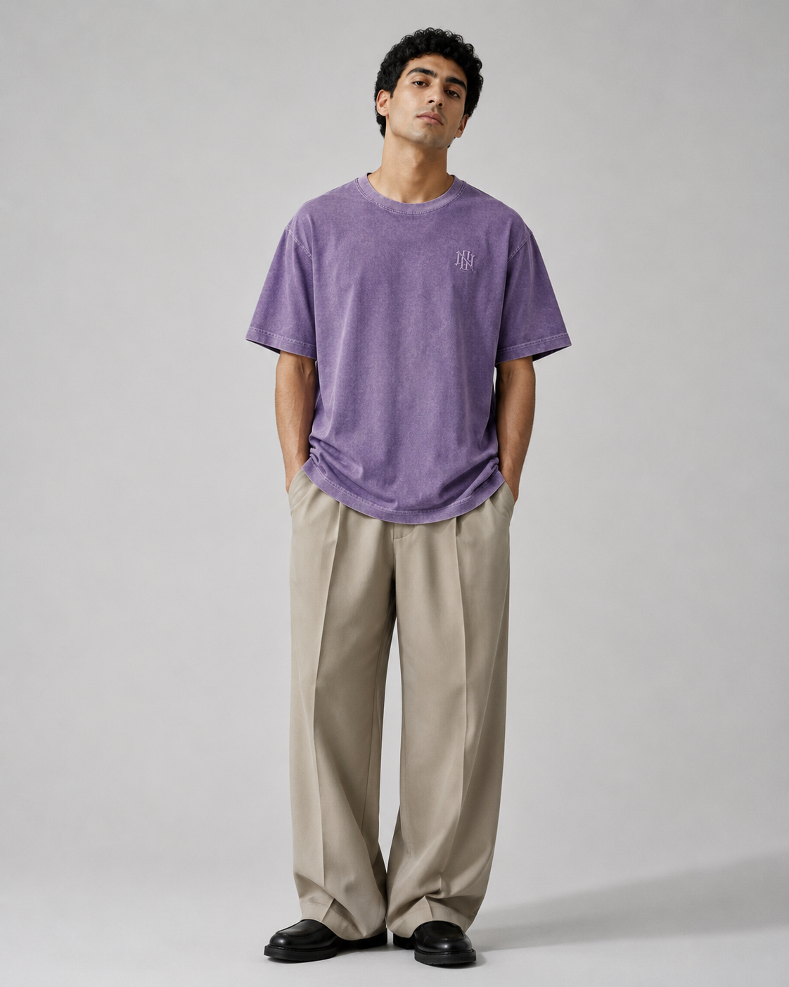 Naminal Acid-Wash Casual T-Shirt (Oversize) - Lavender