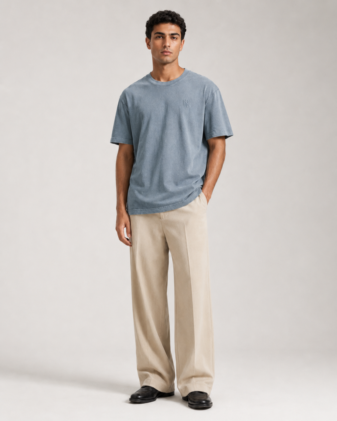 Naminal Acid-Wash Casual T-Shirt (Oversize) - Blue