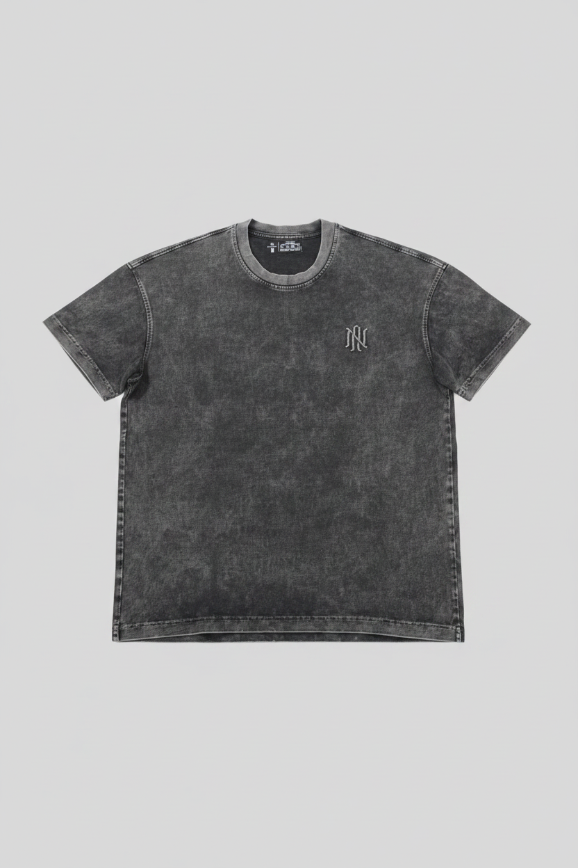 Naminal Acid-Wash Casual T-Shirt (Oversize) - Grey