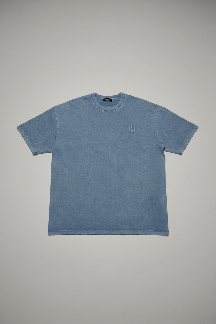 Naminal Acid-Wash Casual T-Shirt (Oversize) - Blue