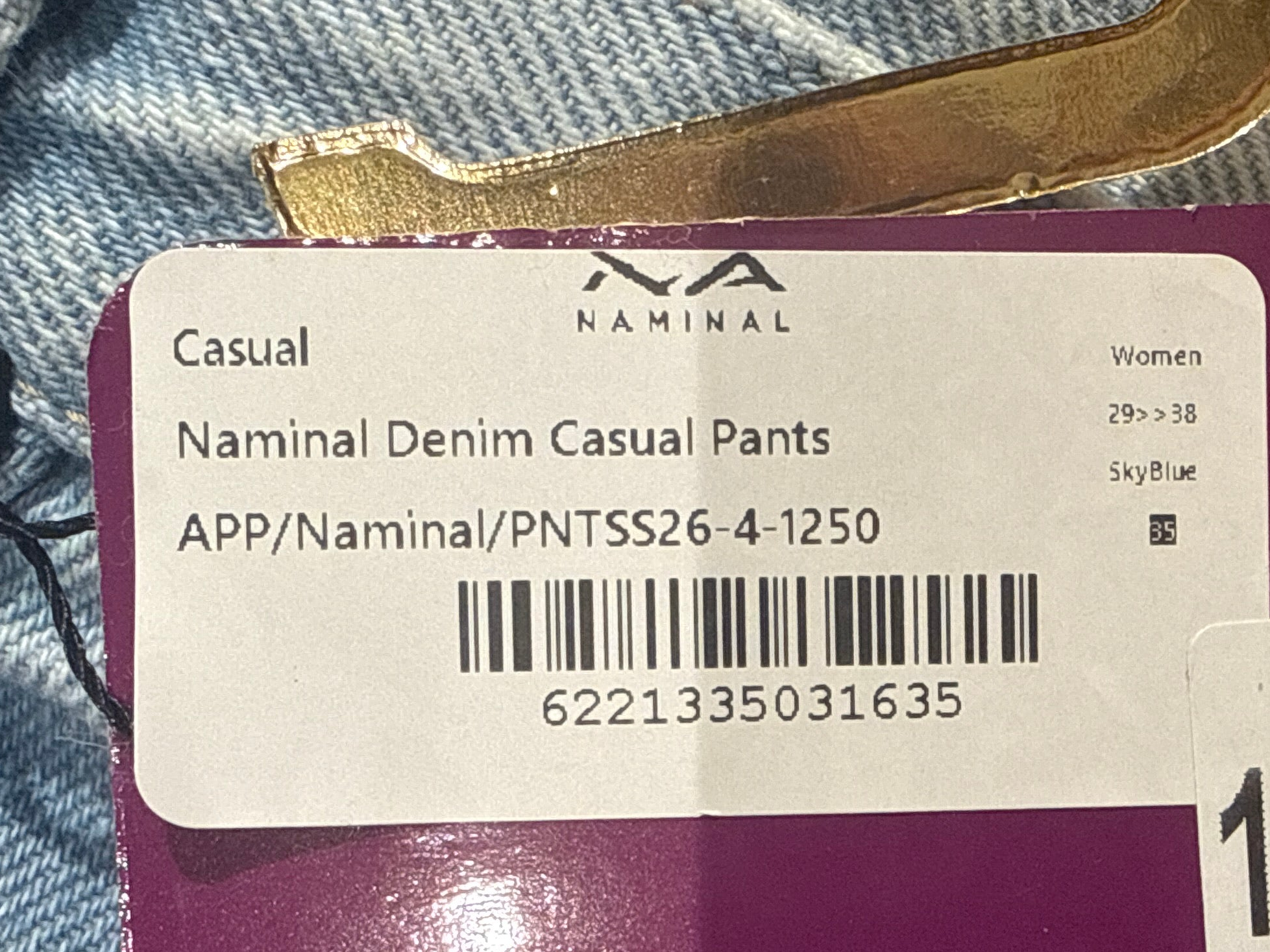 Naminal Denim Casual Pants (Wide Leg) - SkyBlue