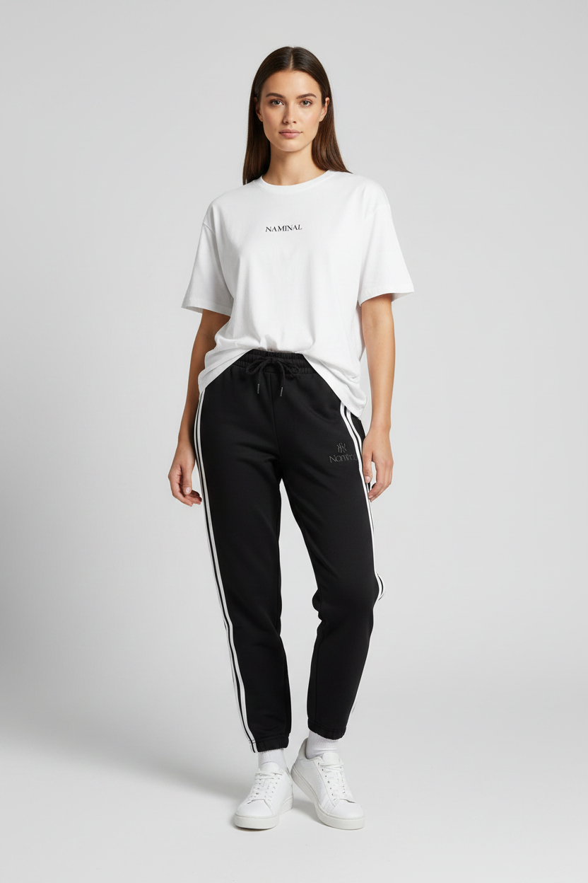 Naminal Graphic Casual Pants (Wide Leg) - Black