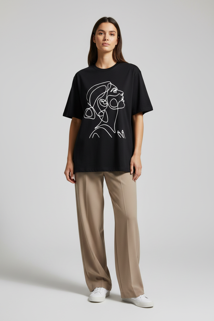 Naminal Graphic Casual T-Shirt (Regular) - Black